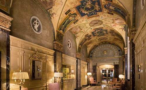 The Sherry-Netherland Hotel lobby and ceiling mural 