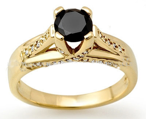 Black diamond engagement ring