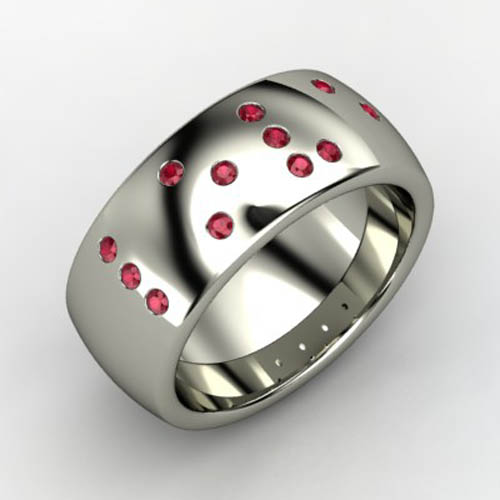 Gemvara - Braille Sterling silver ring withruby