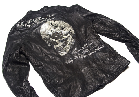 Jaded By Knight - Swarovski Skull Leather Jacket
