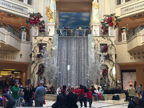 The Palazzo Las Vegas - Christmas waterfall atrium luxury holiday decorations